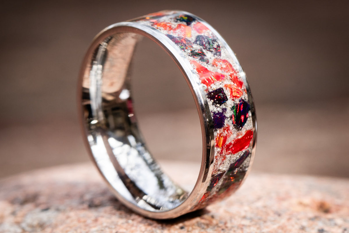 stainless steel cremation ring side view